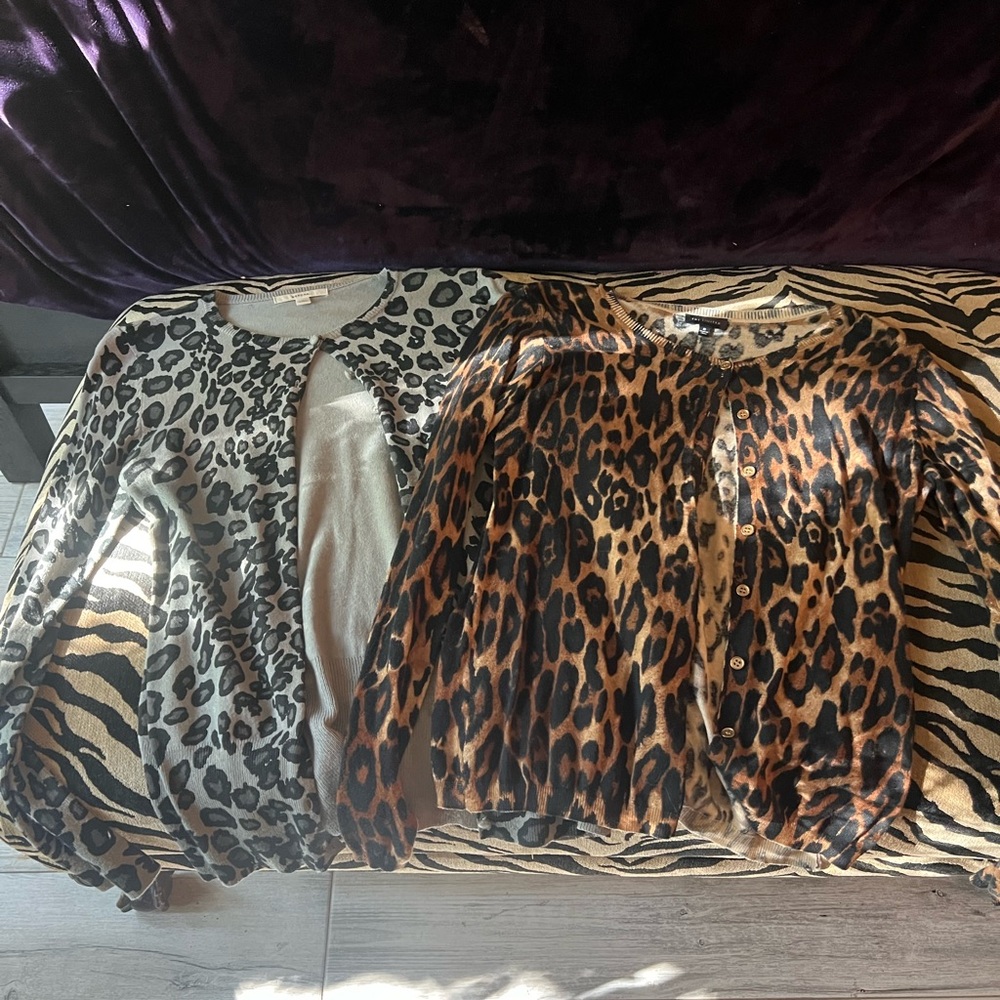 Merona Leopard Print Cardigans - Gray and Brown and limited